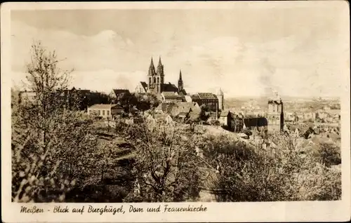 Ak Meißen an der Elbe, Burghügel, Dom und Frauenkirche