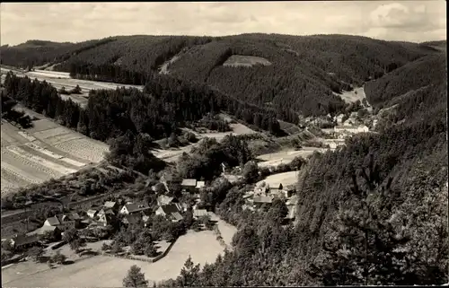 Ak Mellenbach Glasbach im Schwarzatal Thüringen, Panorama Glasbach und Obstfelderschmiede
