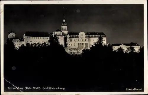 Ak Schwarzburg Thüringen, Schloss, Nachtbeleuchtung