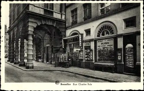 Ak Bruxelles Brüssel, Rue Charles Buls, Au Monument d&#39;Everard &#39;t Serclaes
