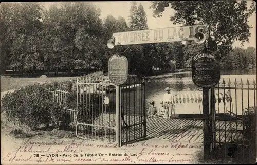 Ak Lyon Rhône, Der Park Tête d&#39;Or, Eingang zum See