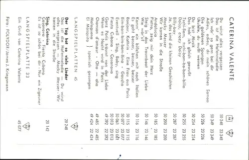 Ak Schauspielerin und Sängerin Caterina Valente, Portrait, Polydor Schallplatten