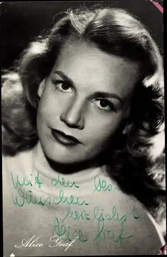 Ak Schauspielerin Alice Graf, Portrait, Defa Film, Polonia Express, Autogramm