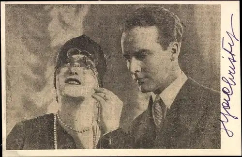 Foto Ak Schauspieler Igo Sym und Lya Christy, Portrait, Perlen, Autogramm