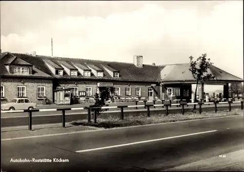 Ak Köckern Sandersdorf Brehna, Autobahn Raststätte Köckern, Tankstelle