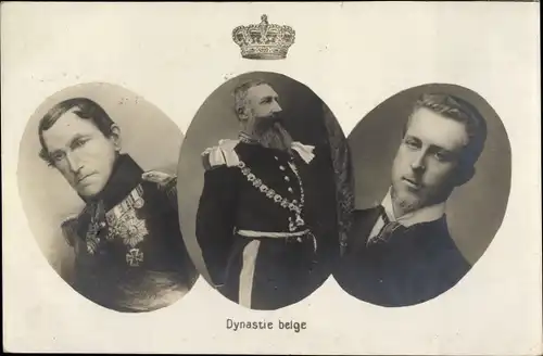 Ak Belgisches Königshaus, Leopold I., Leopold II. und Albert I.