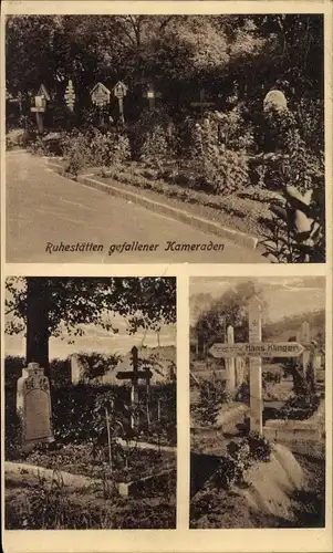 Ak Ruhestätten gefallener Kameraden, Soldatengräber, I. WK