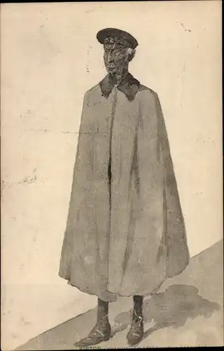 Ak Portrait eines belgischen Soldaten, Mantel, Mütze, Uniform