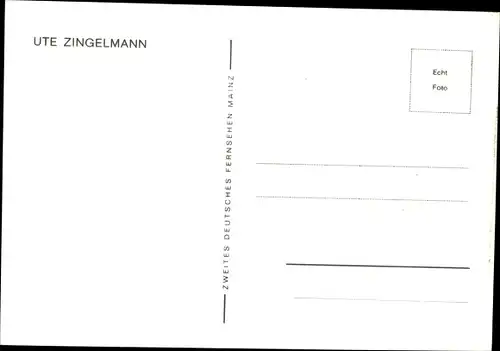 Ak Fernsehansagerin Ute Zingelmann, Portrait, Autogramm