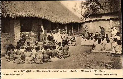 Ak Afrique, Schülerkatechisten helfen den Weißen Schwestern, Mission von Frs. Leerzeichen