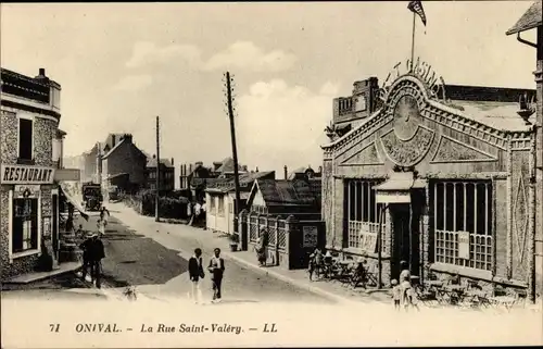 Ak Onival Ault Somme, La Rue Saint Valery, Restaurant, kleines Casino