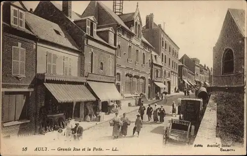 Ak Ault-Somme, Grande Rue und das Postamt