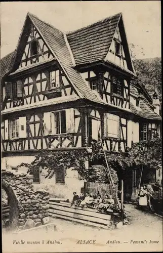Ak Andlau Elsass Bas Rhin, Fachwerkhaus