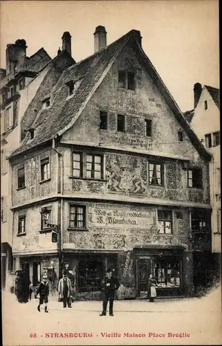 Ak Strasbourg Straßburg Elsass Bas Rhin, Place Broglie, altes Haus