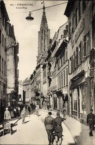 Ak Strasbourg Straßburg Elsass Bas Rhin, Grand'Rue