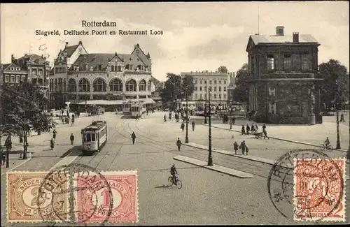 Ak Rotterdam Südholland Niederlande, Slagveld, Delftsche Poort, Restaurant Loos