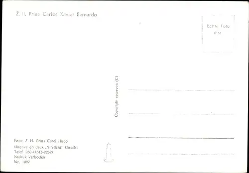 Ak Prinz Carlos Xavier Bernardo, 27 Januar 1970, Prinzessin Irene der Niederlande