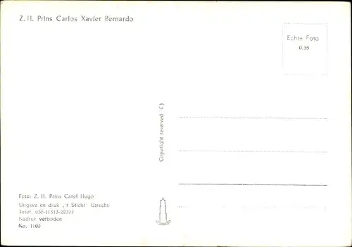 Ak Prinz Carlos Xavier Bernardo von Bourbon Parma