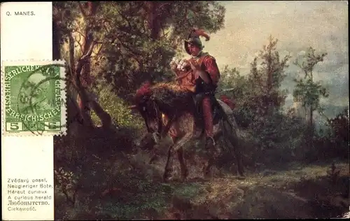 Künstler Ak Manes, Q., Neugieriger Bote