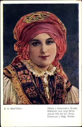 Künstler Ak Muttich, C. V., Mädchen aus Ung. Brod, Ungarische Tracht