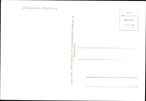 Ak Mannheim in Baden, Pfingstberg, Weiher, Kirche, Bad, Kath. Kirche, Pfingstbergstraße