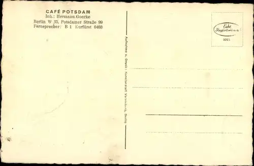 Ak Berlin Tiergarten, Café Potsdam, Innenansicht, Potsdamer Straße 99