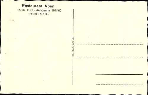 Ak Berlin Charlottenburg, Restaurant Aben, Kurfürstendamm 101/102