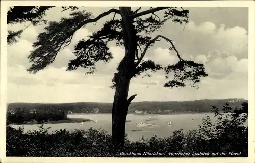 Ak Berlin Zehlendorf Wannsee, Blockhaus Nikolskoe, Havelpanorama