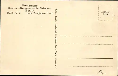 Ak Berlin Mitte, Preußische Zentral Genossenschaftskasse