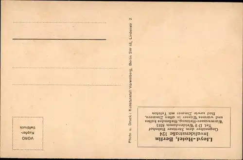 Ak Berlin, Lloyd Hotel, Invalidenstraße 124