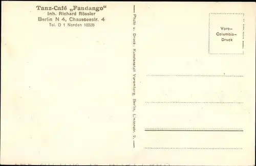 Ak Berlin, Im Tanz Café Fandango, Chausseestraße 4