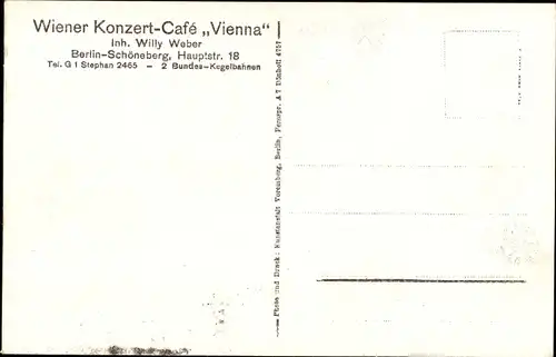 Ak Berlin Schöneberg, Wiener Konzertcafé Vienna