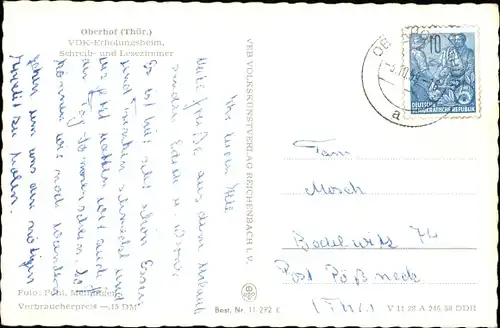 Ak Oberhof im Thüringer Wald, VDK Erholungsheim, Schreib- und Lesezimmer, Schachbrett