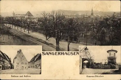 Ak Sangerhausen am Südharz, Rathaus, Schloss, Husaren-Pförtchen