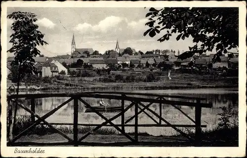 Ak Baumholder Rheinland Pfalz, Brücke, Ruderboot