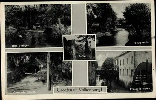 Ak Valkenburg (L.) Limburg Niederlande, Drie Beeldjes, Geulgezicht, Openlucht-theater, Ruine