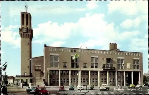 Ak Hengelo Overijssel Niederlande, Stadhuis, Turm, Turmuhr