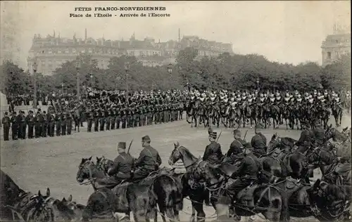 Ak Paris, Fetes Franco-Norvegiennes, Place de l'Etoile, Arrivee de l'Escorte
