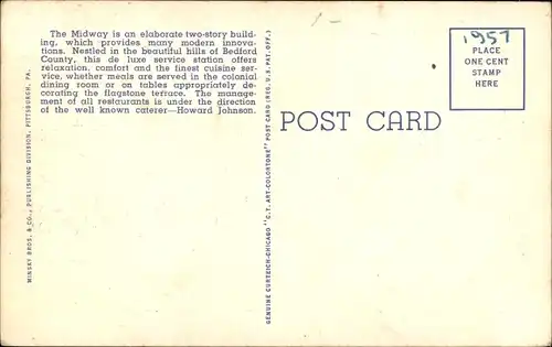 Ak Harrisburg Pennsylvania USA, The Midway, Howard Johnson Restaurant on Pennsylvania Turnpike