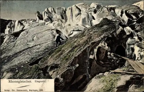 Ak Kt Wallis Schweiz, Rhonegletscher, Eisgrotte