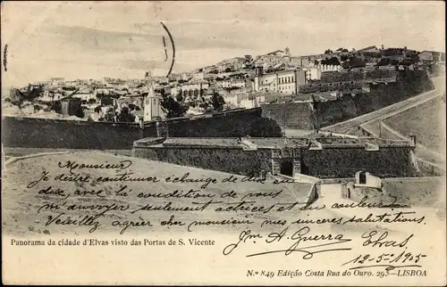Ak Elvas Portugal, Panorama da Cidade visto das Portas de S. Vicente