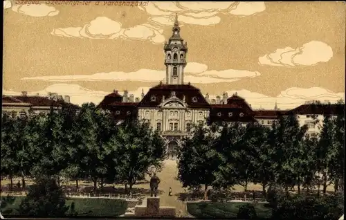 Ak Szeged Segedin Ungarn, Széchenyi tér a varoshzaval