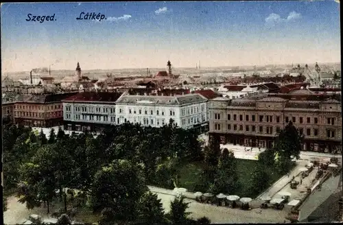 Ak Segedin Szeged Ungarn, Stadtpanorama, Platz