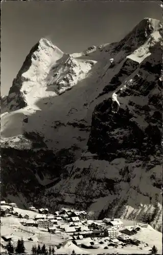 Ak Mürren Kanton Bern Schweiz, Eiger und Mönch