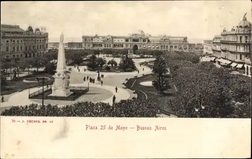 Ak Buenos Aires Argentinien, Plaza 25 de Mayo, Platz, Denkmal