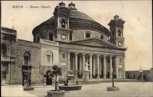 Ak Musta Mosta Malta, Maria-Himmelfahrts-Kirche, Rotunde von Mosta