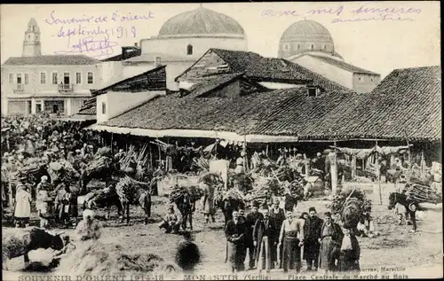 Ak Bitola Monastir Mazedonien, zentraler Platz des Holzmarktes