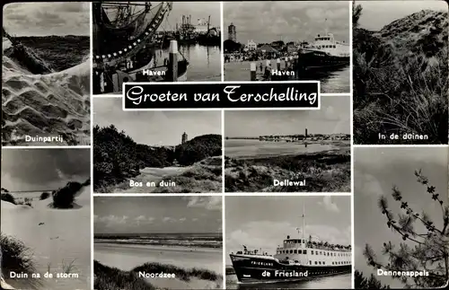 Ak Terschelling Friesland Niederlande, Dünenpartie, Fähre de Friesland