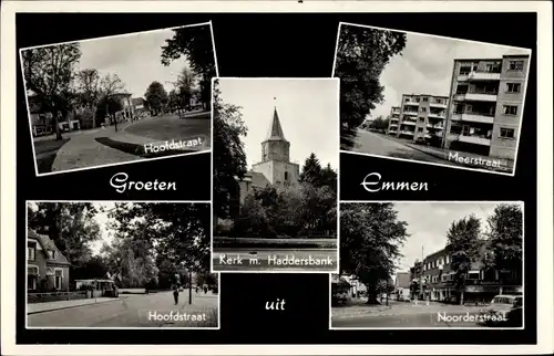 Ak Emmen Drenthe Niederlande, Kirche, Straßenansichten