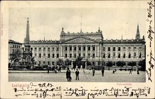 Ak Leipzig in Sachsen, Universität, Brunnen